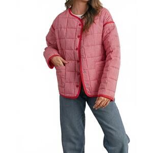 NEW BUTTERMELON buttoned quilted puffer jacket in red